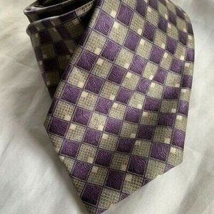Zianetti Italian Silk Collection Mens Tie Purple Gray Square Fashion Necktie